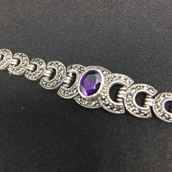 925 sterling silver marcasite bracelet - Picture 3 of 7